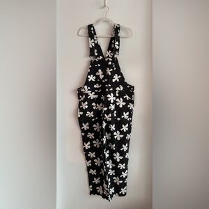 Of One Sea Denim Overalls in Black Plumeria